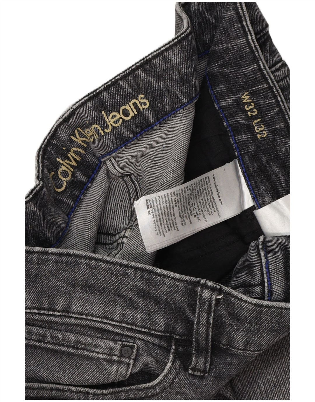 CALVIN KLEIN Jean droit homme W32 L28 gris coton