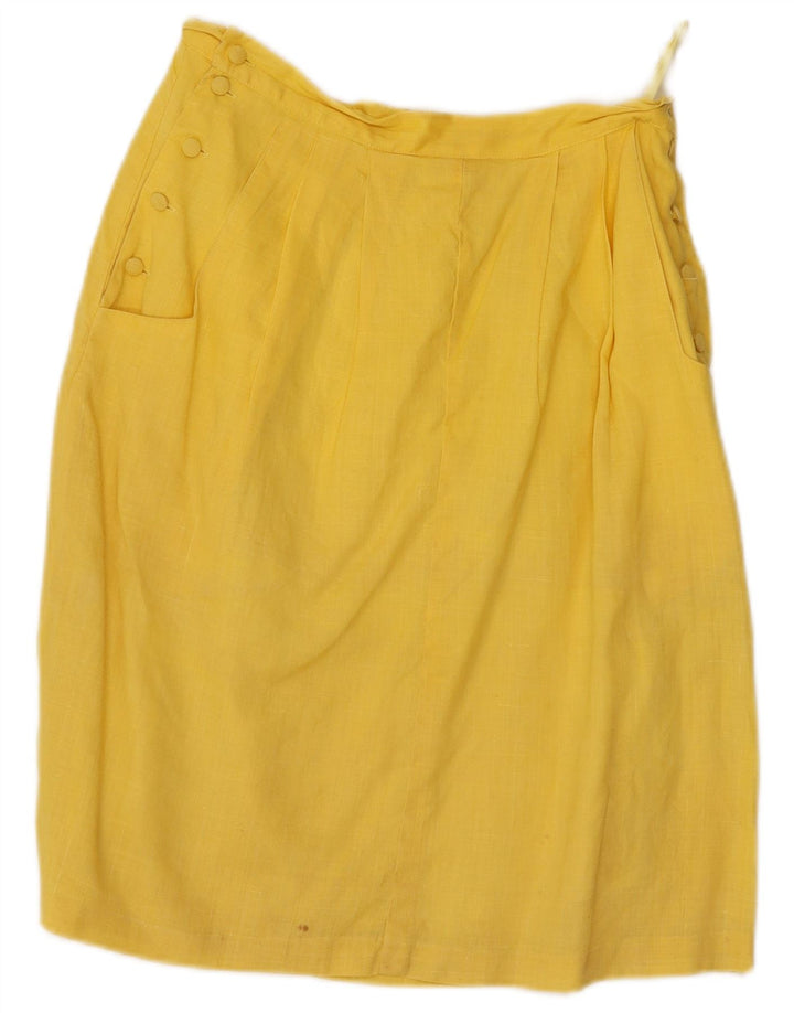 VINTAGE Womens Straight Skirt W23 2XS  Yellow