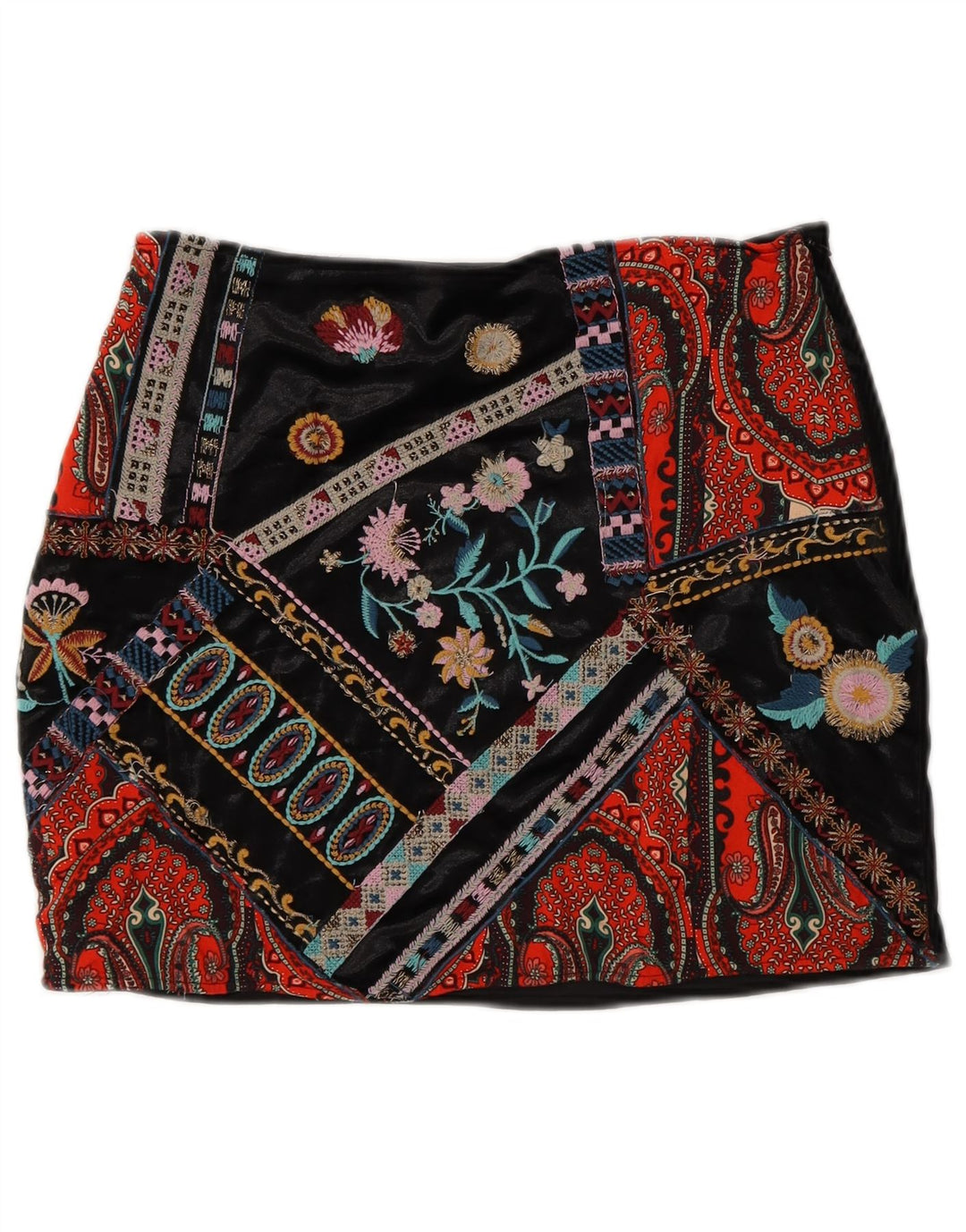 Zara Femme Mini Jupe Petit W26 Multicolore Patchwork Polyester