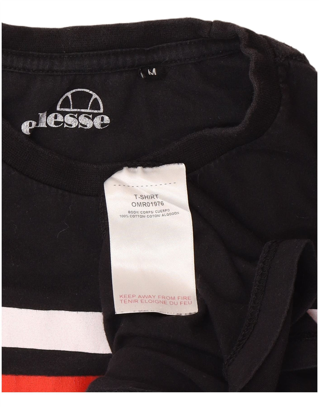 Ellesse T-Shirt Graphique Haut en Coton Colorblock Noir Moyen Homme