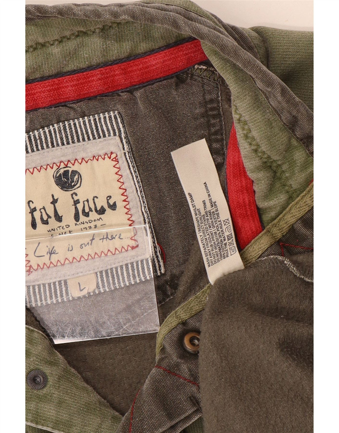 FAT FACE Sweat-shirt à col boutonné pour homme en coton kaki Taille L