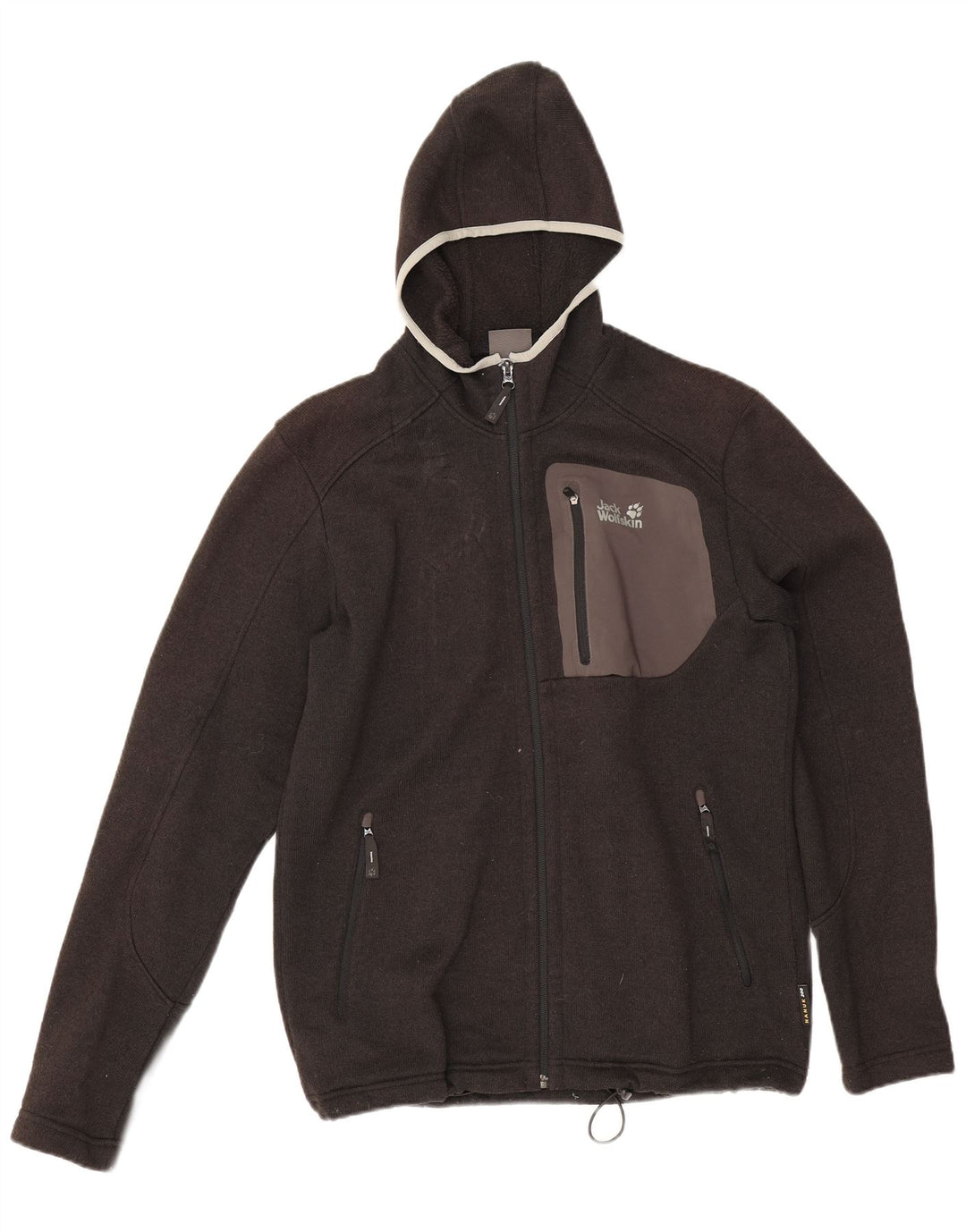 Jack Wolfskin Pull à capuche zippé pour homme UK 36/38 Gris moyen Polyester
