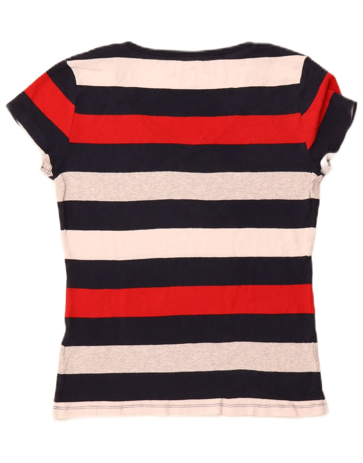 TOMMY HILFIGER Haut T-Shirt Femme UK 12 Medium Multicolore Rayé