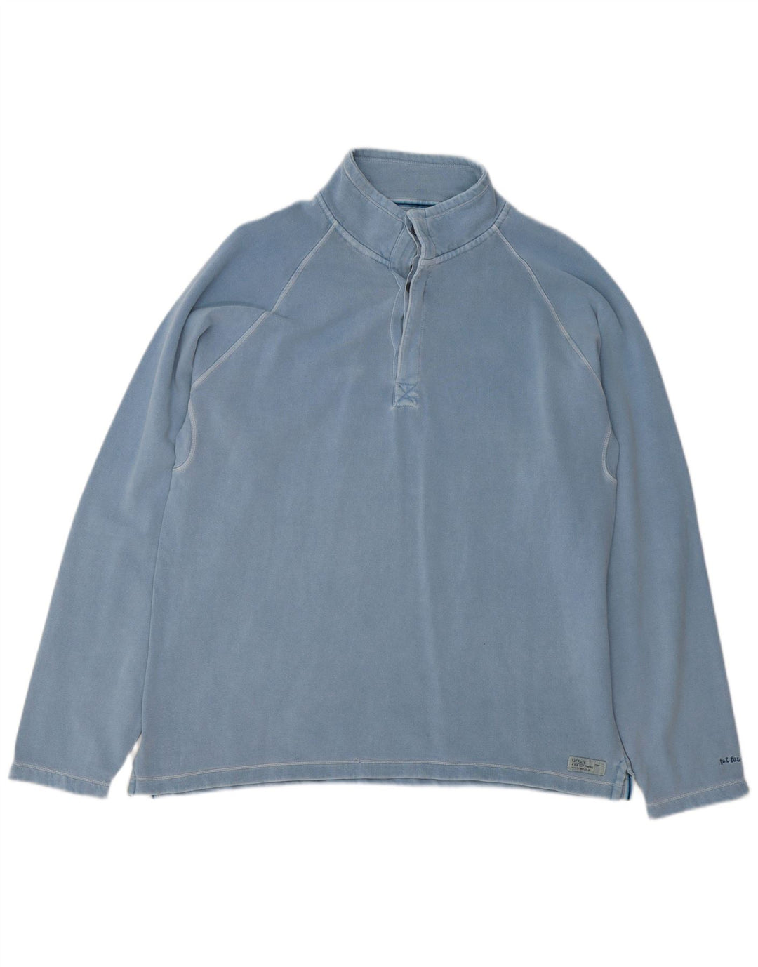 Fat Face Sweat-shirt à col boutonné pour homme en coton bleu Taille L
