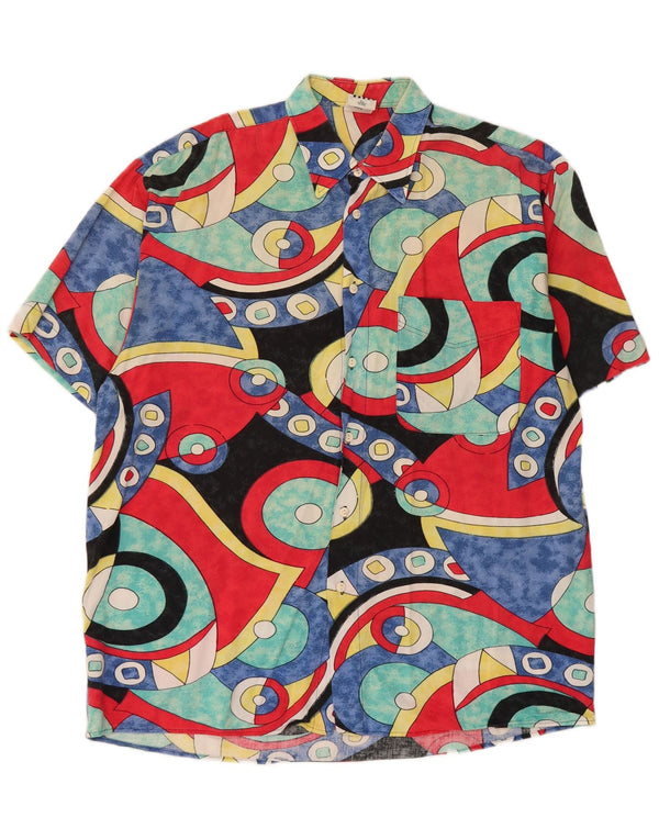 Avanti Mens Short Sleeve Shirt Size 41/42 Large Multicoloured Geometric