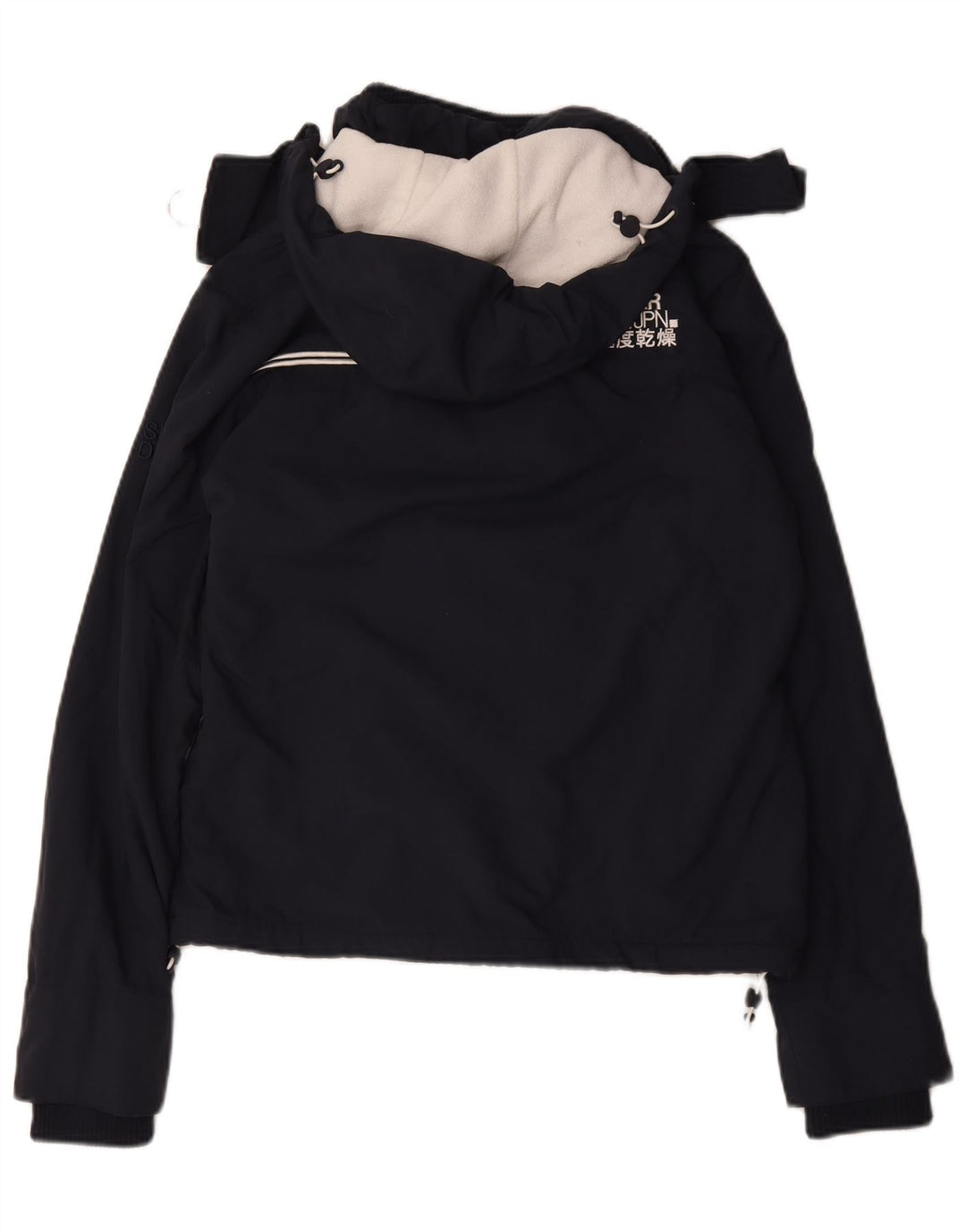 Superdry Veste coupe-vent à capuche pour femme UK 16 Large Bleu Marine Polyester
