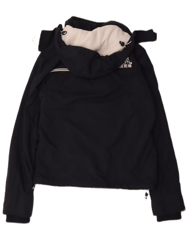 Superdry Veste coupe-vent à capuche pour femme UK 16 Large Bleu Marine Polyester