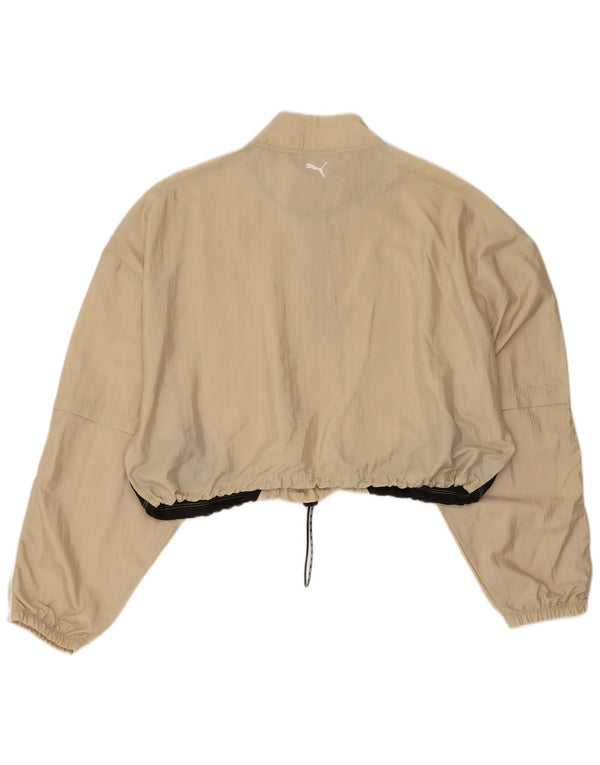 Puma Veste de survêtement Crop Graphic pour femme UK 16 Large Beige Colourblock
