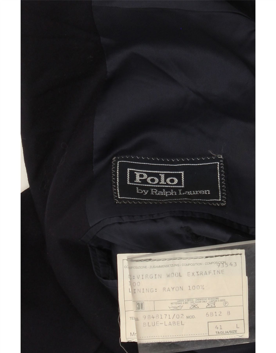 Polo Ralph Lauren Veste blazer à 2 boutons pour homme UK 40 Grande laine bleu marine