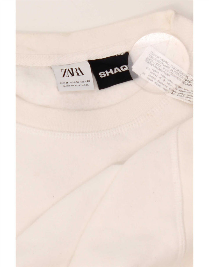 Zara Homme Graphic Sweatshirt Jumper Coton Blanc Moyen