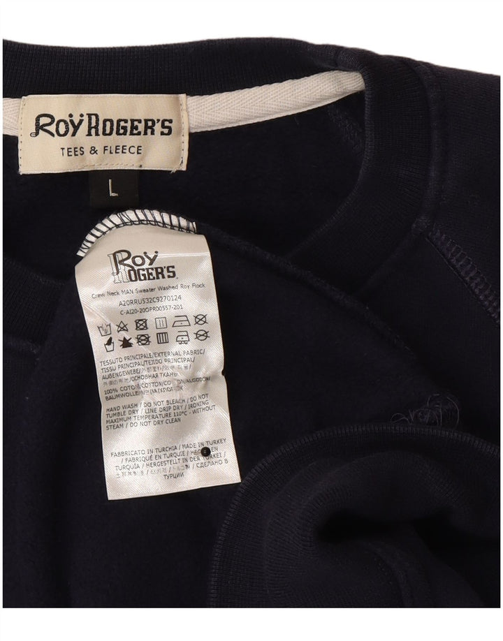 Roy Rogers Pull graphique pour homme en coton bleu marine Taille L
