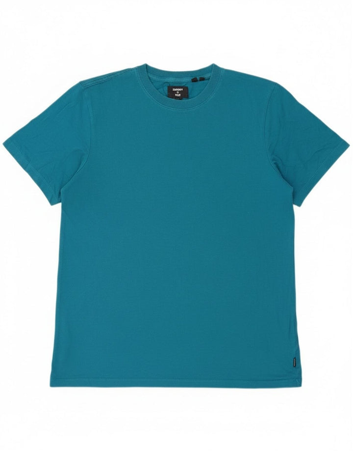 Superdry Femme T-Shirt Top Large Bleu Coton