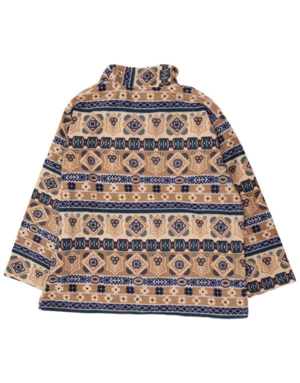 Giani Feroti Pull polaire à col zippé pour homme Grand polyester géométrique beige