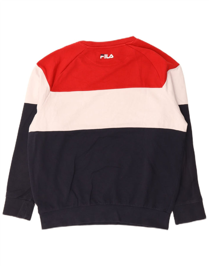 Fila Homme Graphic Sweatshirt Jumper Large Multicolore Colourblock Coton
