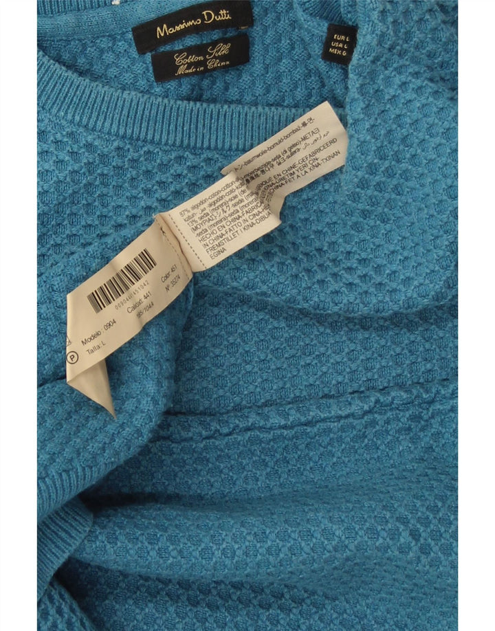 MASSIMO DUTTI Pull col rond homme grand bleu coton