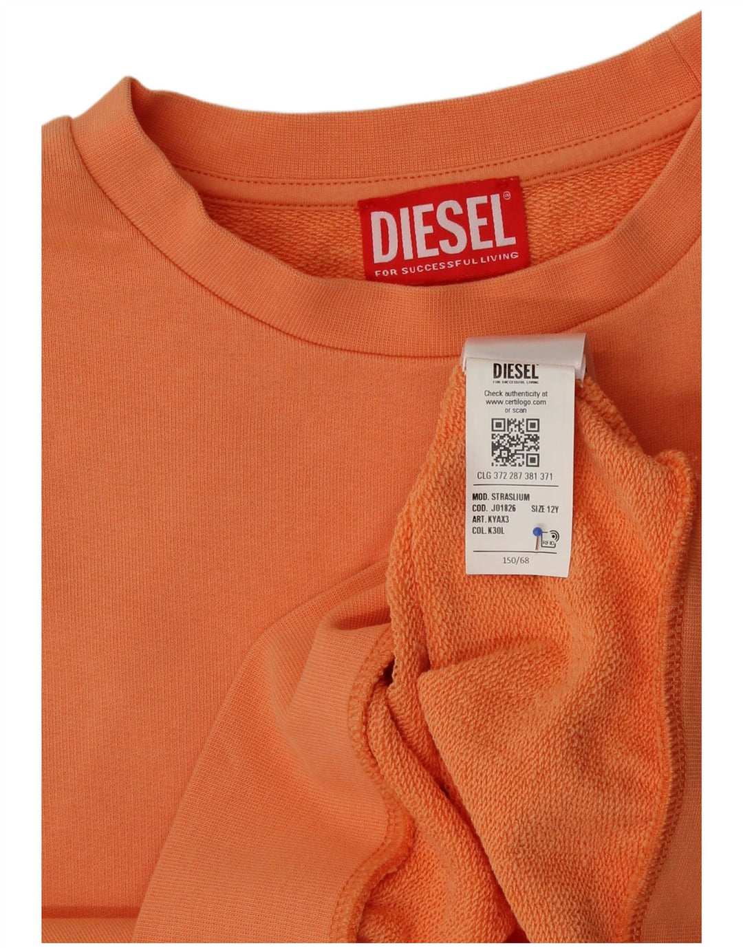 Diesel Sweat-shirt court graphique pour fille 11-12 ans Orange Coton