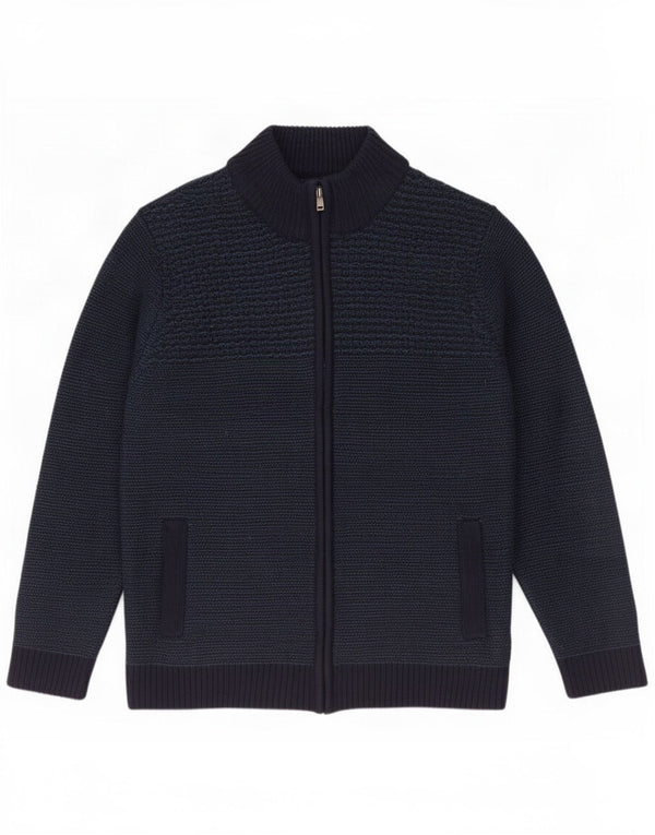 Marks & Spencer Pull cardigan coupe classique pour homme, grand, bleu marine, acrylique