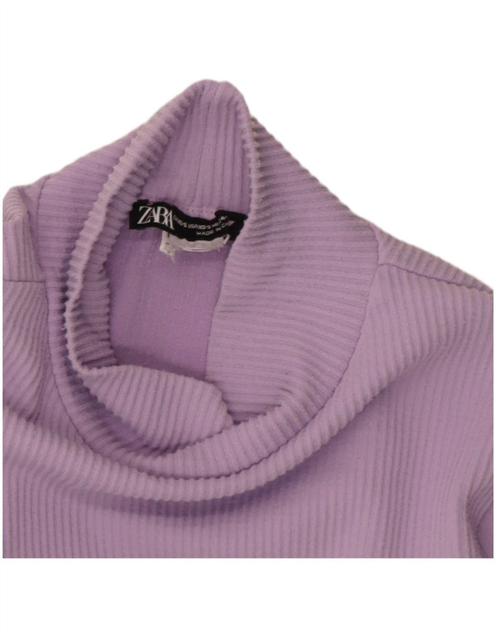 Zara Womens Crop Top Manches Longues UK 10 Petit Violet