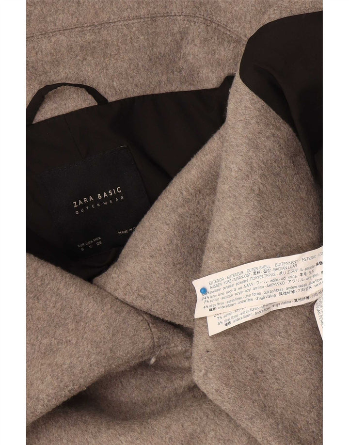 Zara Manteau Court Oversize Femme UK 10 Petit Gris Polyester