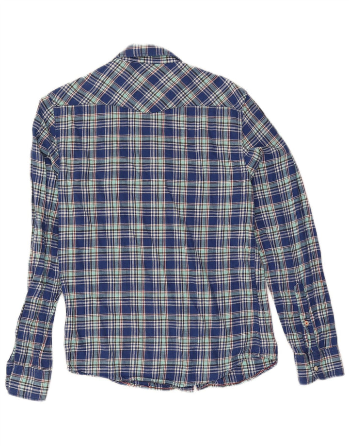 Lee Chemise Slim Fit en Flanelle pour Hommes en Coton à Petits Carreaux Bleus