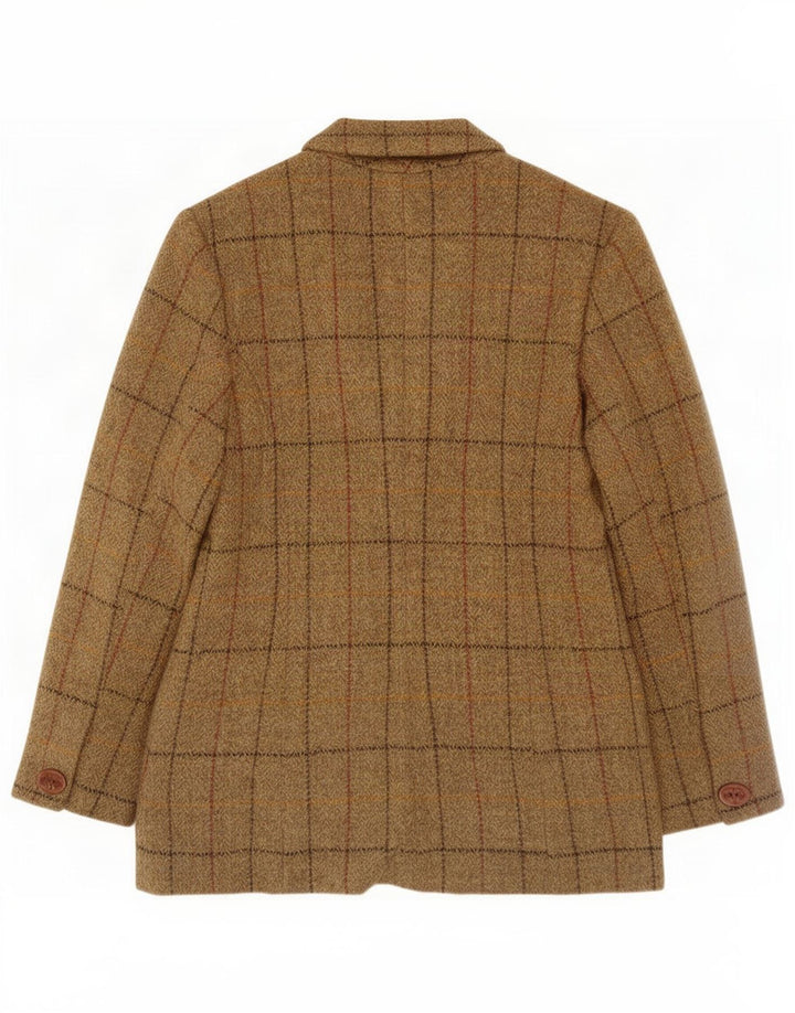 Harris Tweed Veste blazer à 3 boutons pour femme UK 12 en laine à carreaux marron moyen