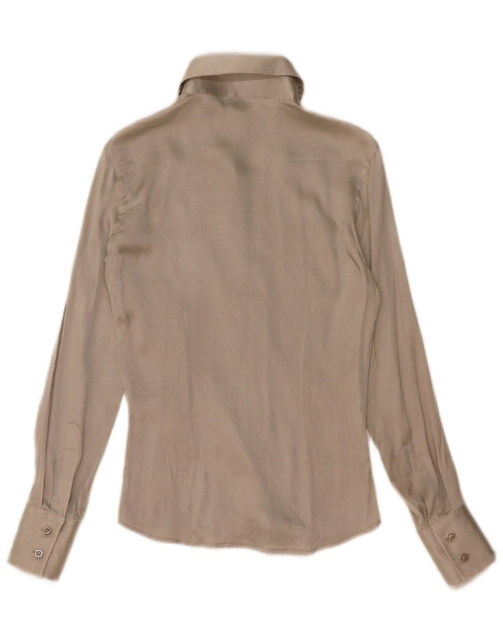 Chemisier chemise femme vintage UK 10 petit gris
