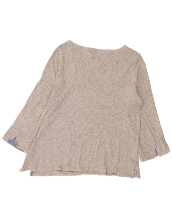 Nautica Haut Femme Manches 3/4 UK 16 Grand Gris Moucheté Coton