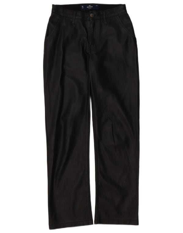 Hollister Pantalon taille haute en simili cuir pour femme US 0 XS W24 L29 Noir