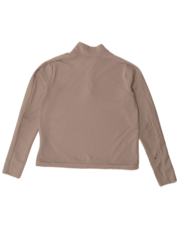 Nike Haut de survêtement à col zippé Dri Fit pour femme UK 14 Gris moyen