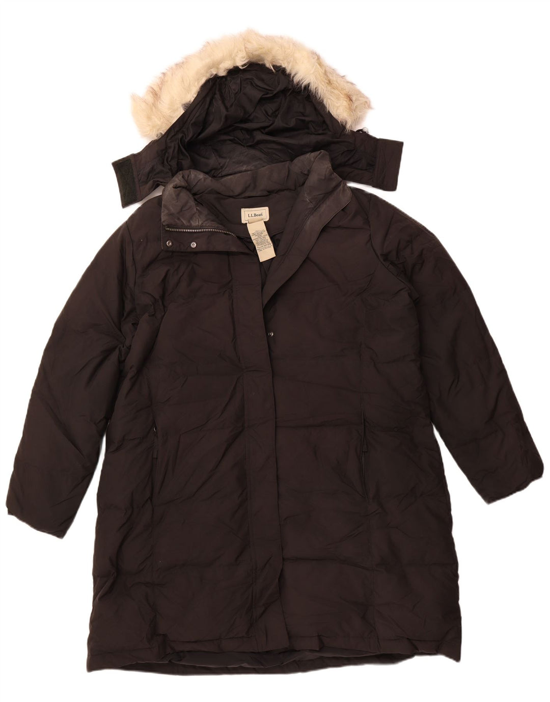 L.L.BEAN Manteau matelassé à capuche surdimensionné pour femme UK 18 XL Noir Polyester
