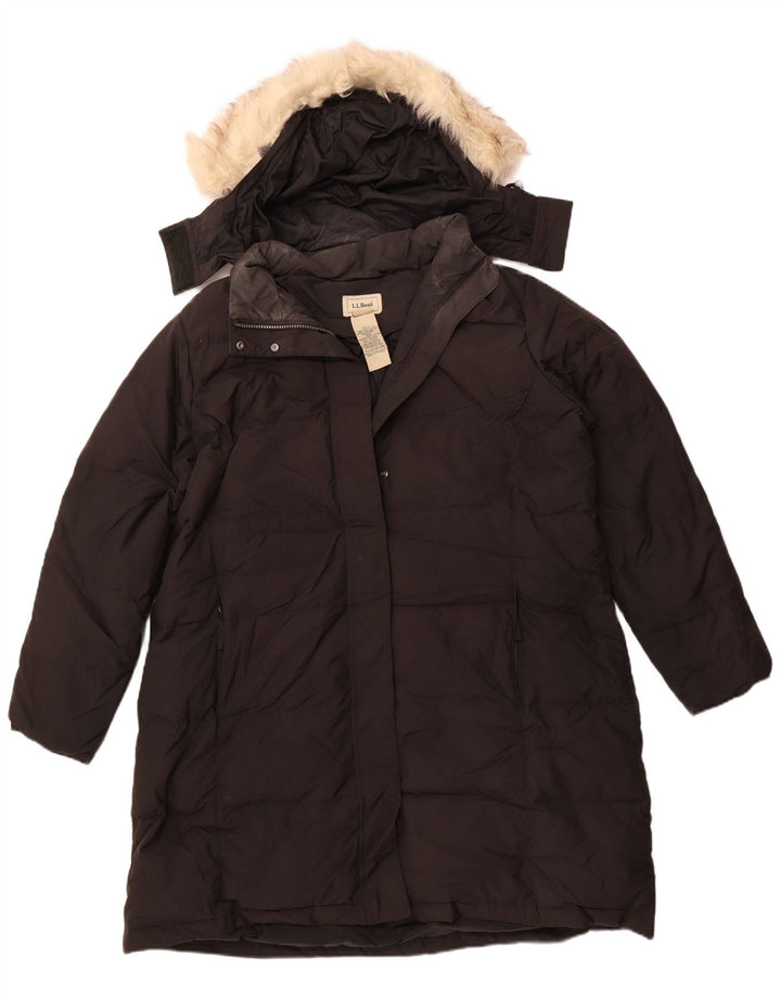 L.L.BEAN Manteau matelassé à capuche surdimensionné pour femme UK 18 XL Noir Polyester