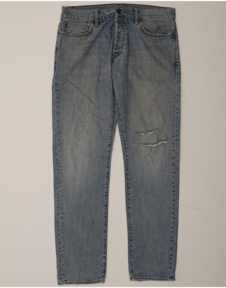 Carhartt Jean droit vieilli pour homme W34 L34 bleu coton