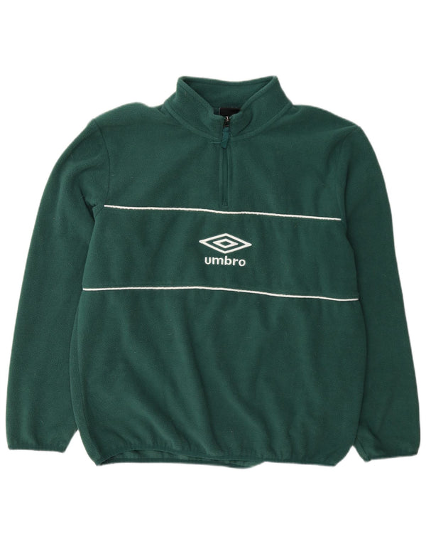 Umbro Pull polaire graphique à col zippé pour homme, grand, vert, polyester
