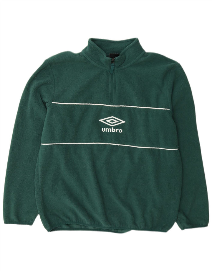 Umbro Pull polaire graphique à col zippé pour homme, grand, vert, polyester