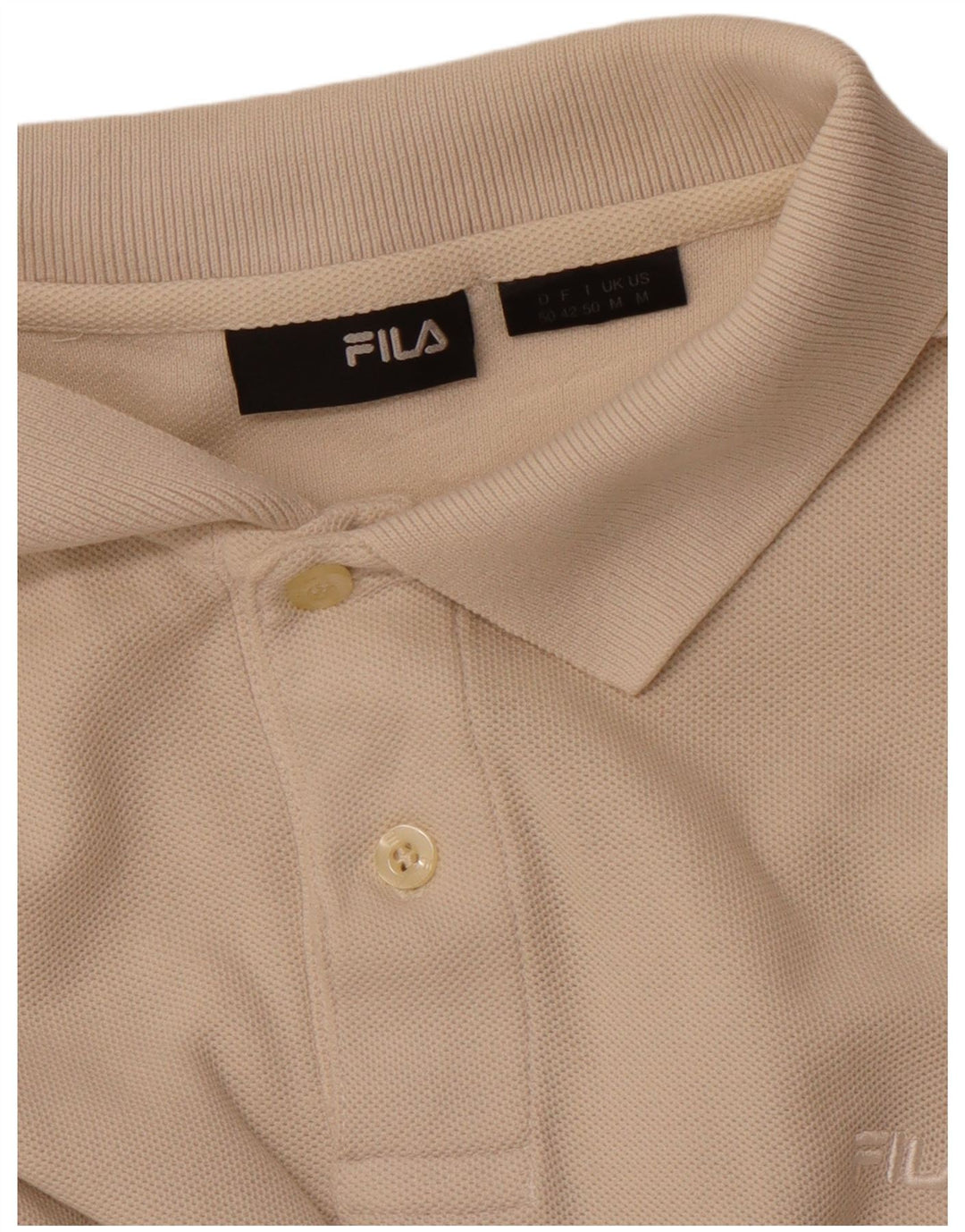 FILA Polo à Manches Longues Homme Beige Moyen