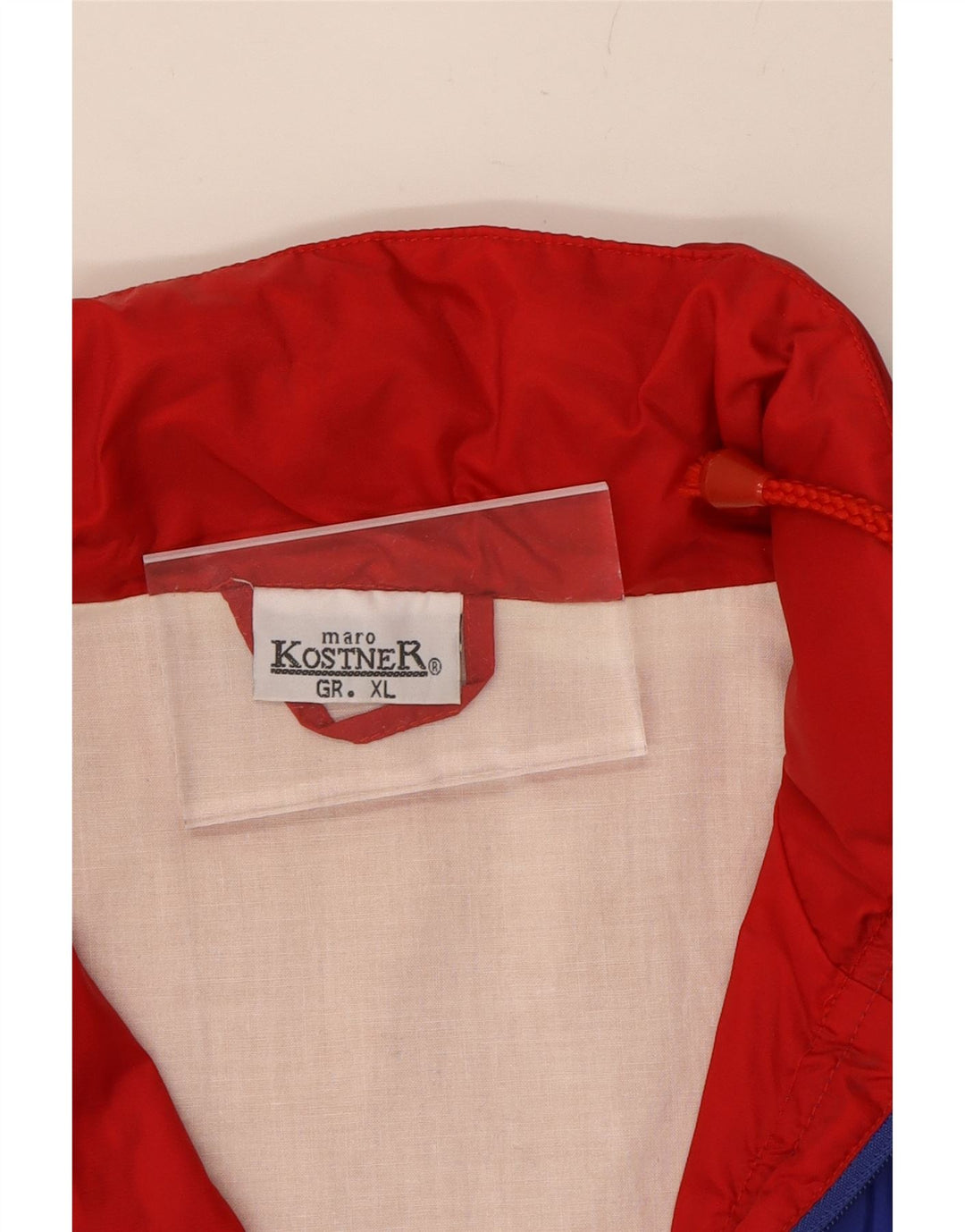 MARC KOSTNER Mens Rain Jacket UK 42 XL Red Colourblock Polyamide Vintage Marc Kostner and Second-Hand Marc Kostner from Messina Hembry 
