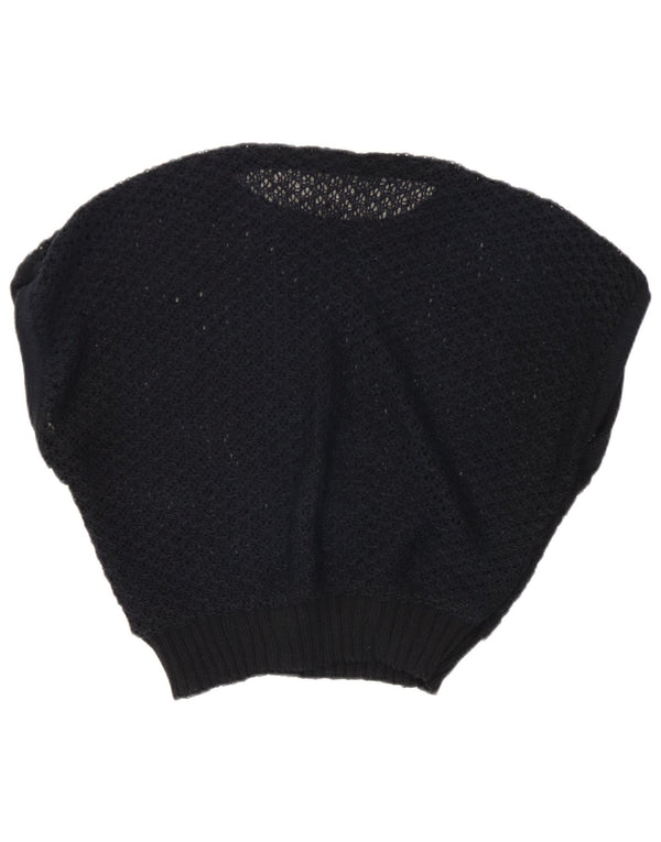 vintage Femmes Crochet Gilet Débardeur UK 14 Moyen Noir