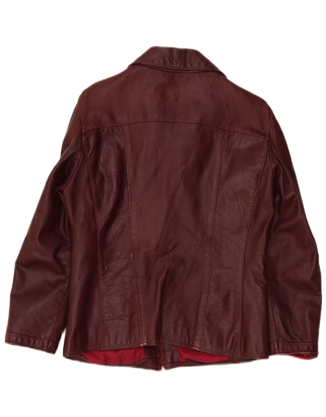 veste en cuir femme vintage UK 14 Bourgogne moyen
