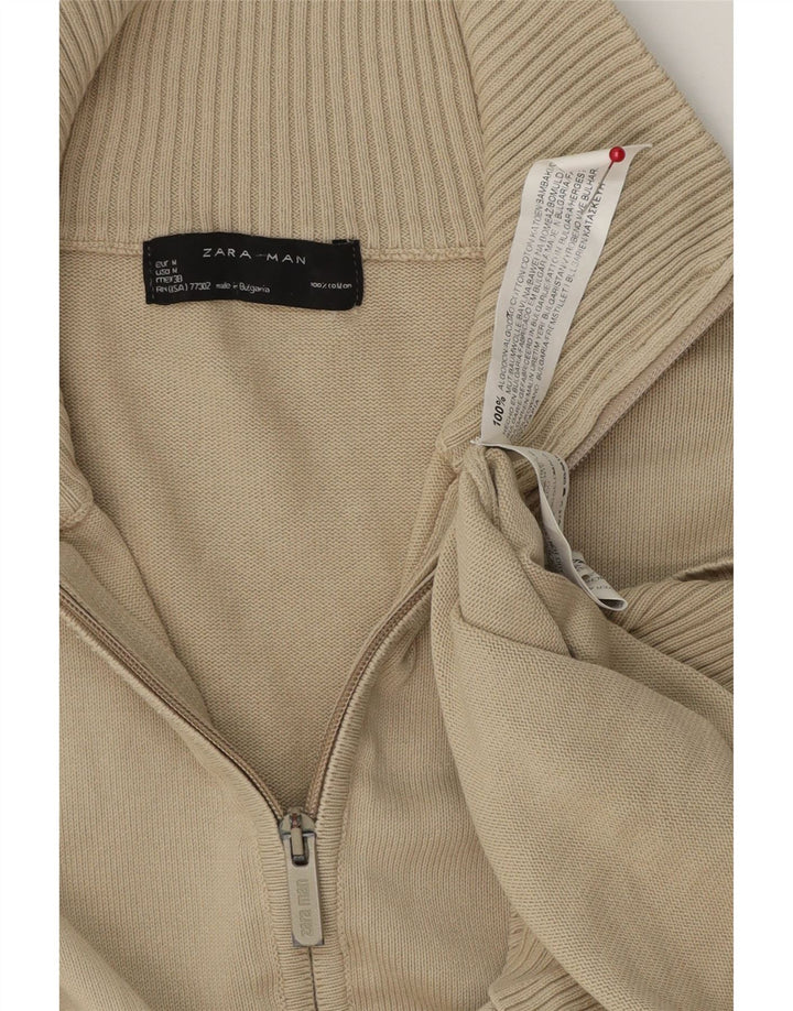 ZARA Homme Cardigan Pull Beige Moyen Coton