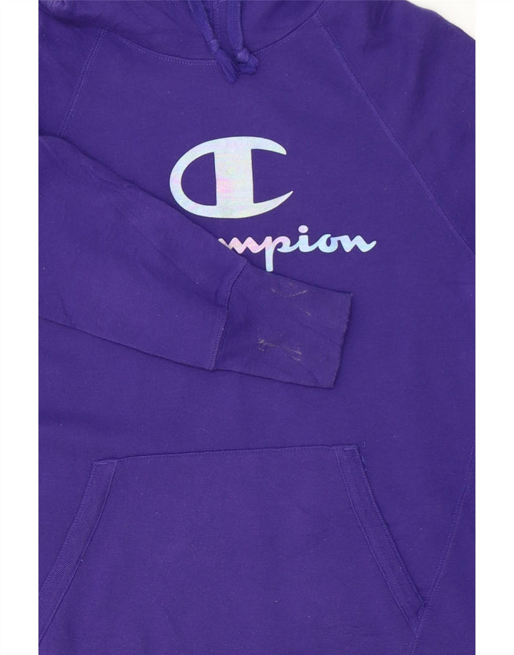 CHAMPION Womens Graphic Hoodie Jumper UK 14 Medium Purple Polyester Vintage Champion and Second-Hand Champion from Messina Hembry 