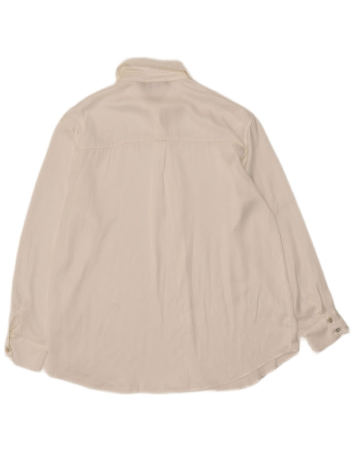 Zara Chemisier Femme Chemisier UK 14 Soie Blanche Moyenne