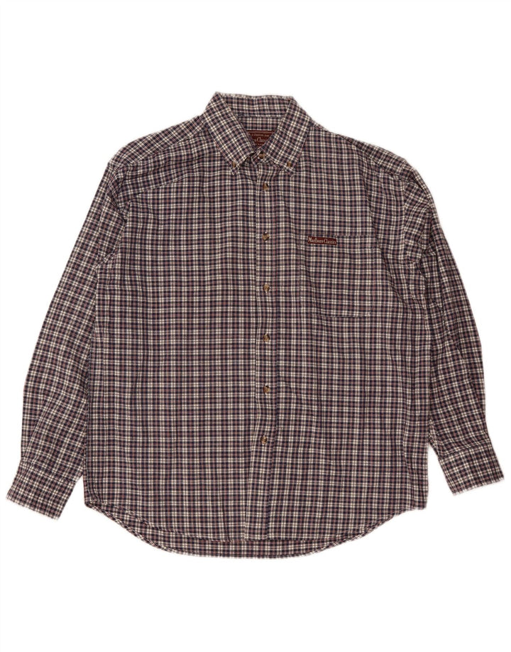 Marlboro Classics Chemise Homme Grand Carreau Bleu Marine Coton