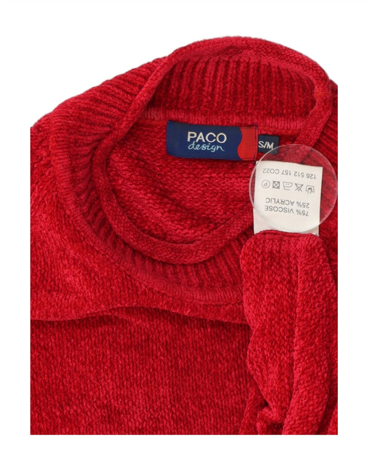 PACO Mens Turtle Neck Jumper Sweater Small Red Viscose Vintage Paco and Second-Hand Paco from Messina Hembry 