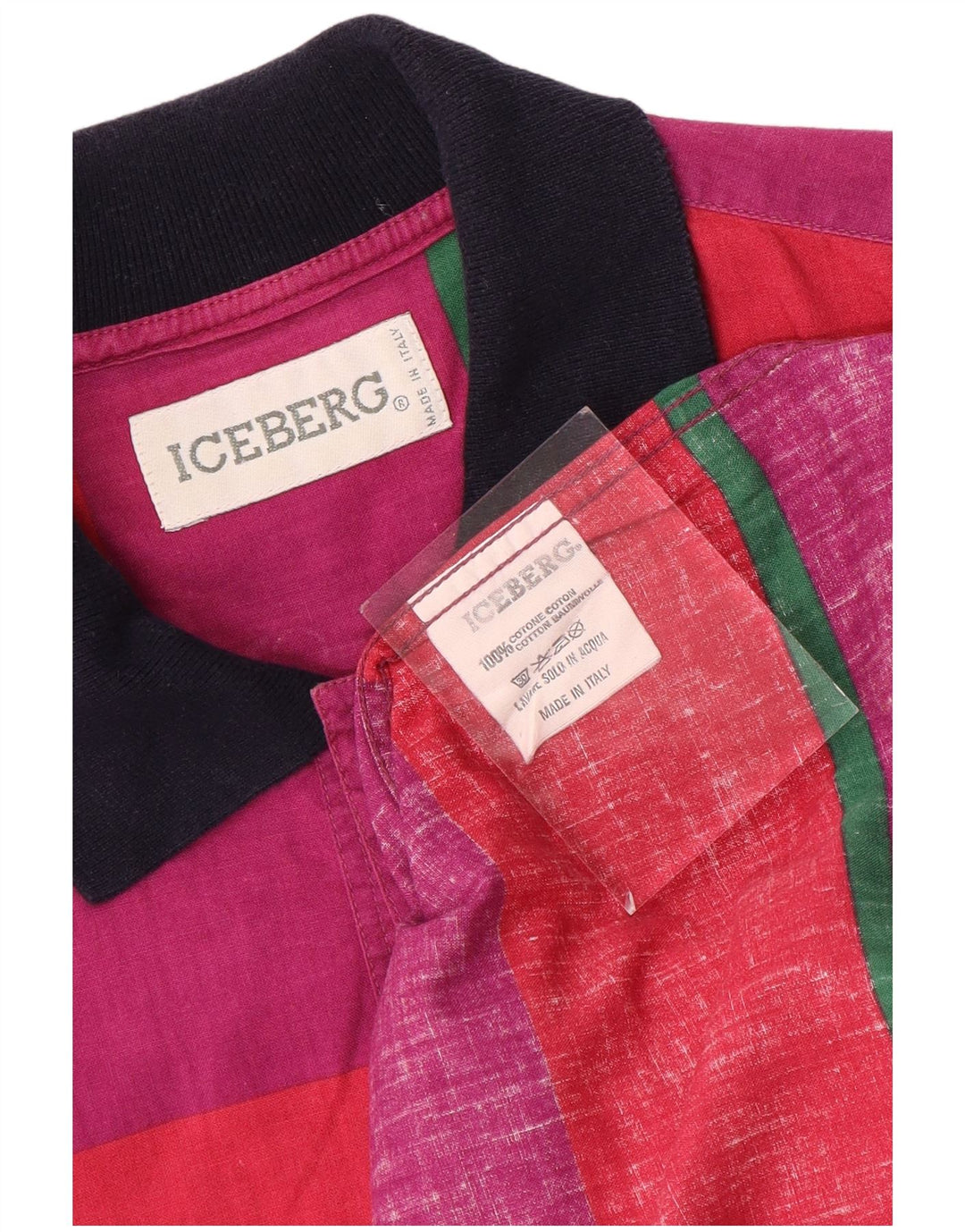 ICEBERG Chemise pull à manches courtes pour homme en coton rayé violet