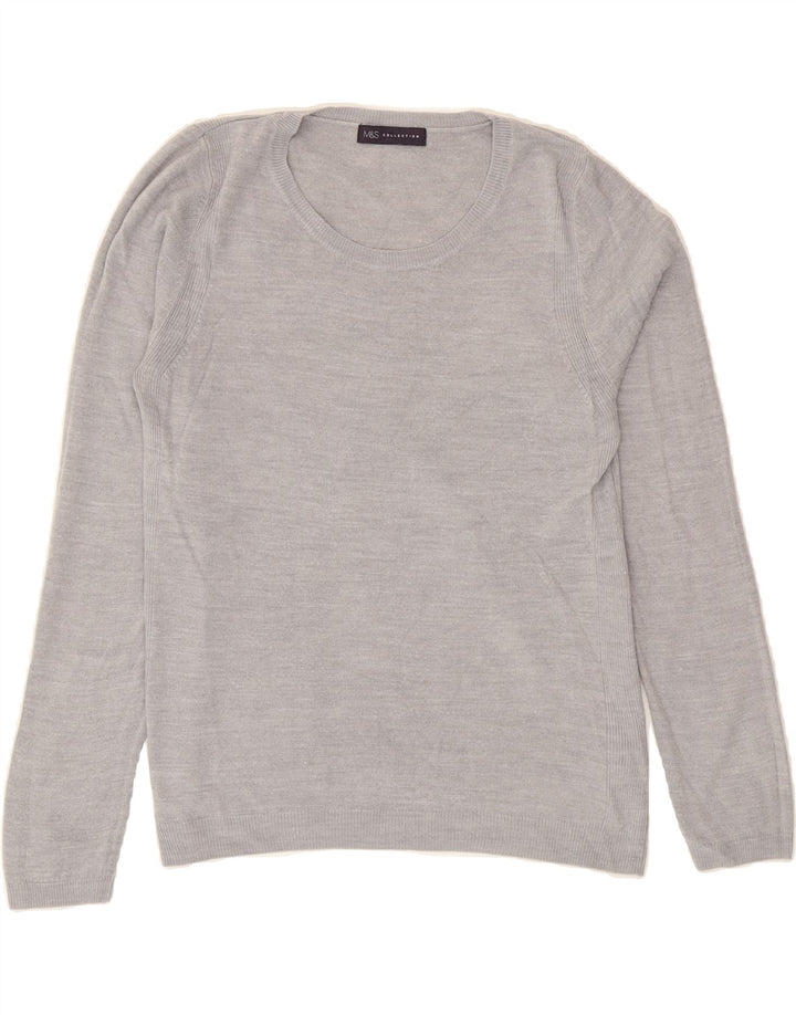 MARKS & SPENCER Womens Crew Neck Jumper Sweater UK 10 Small  Grey Acrylic Vintage Marks & Spencer and Second-Hand Marks & Spencer from Messina Hembry 