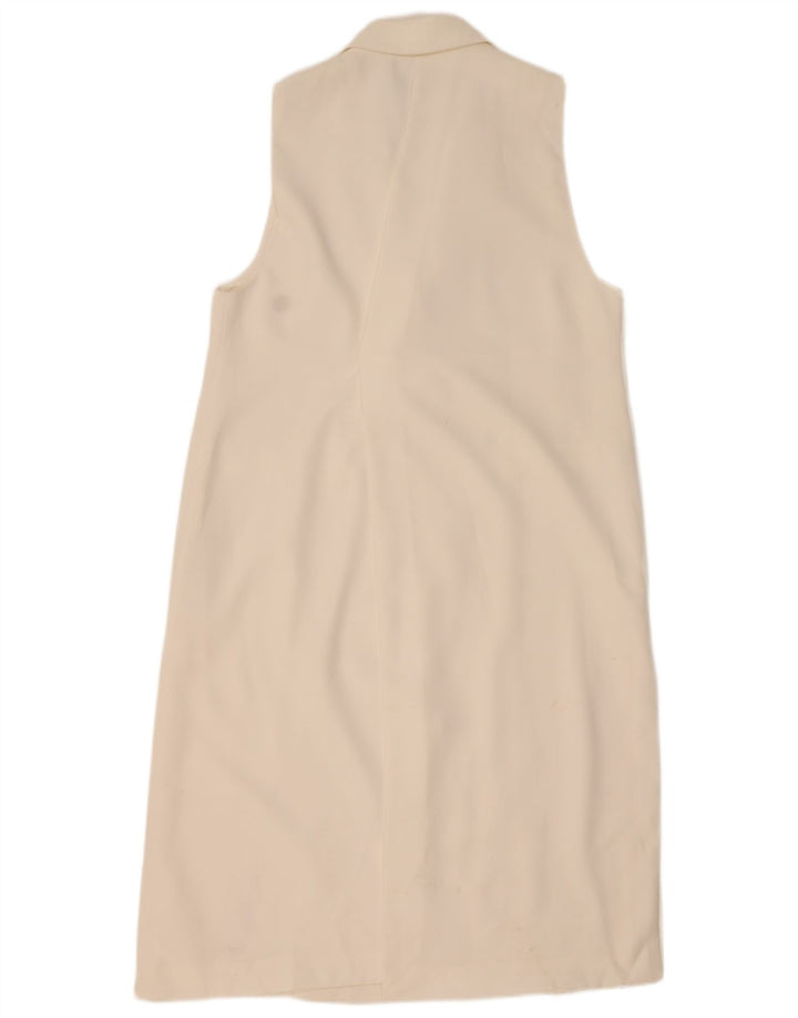 ZARA Manteau sans manches pour femme UK 20 2XL Blanc Polyester
