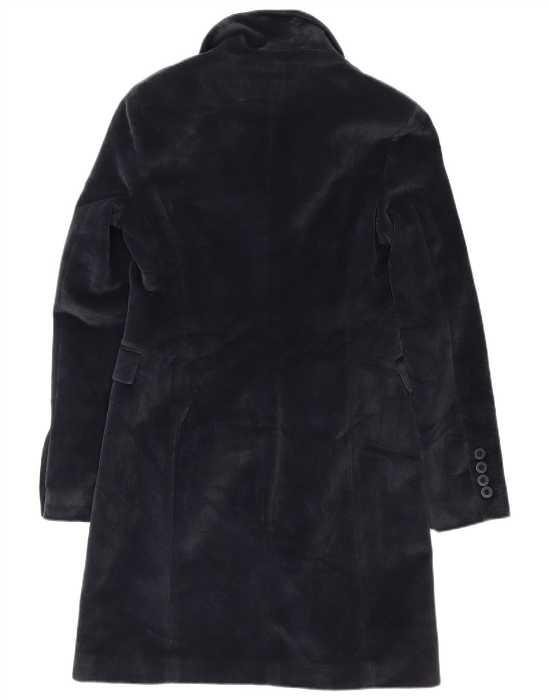 vintage Femme Pardessus UK 10 Petit Polyester Bleu Marine