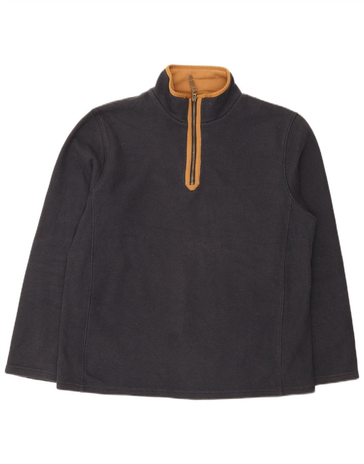 Mountain Warehouse Sweat-shirt à col zippé pour homme en coton bleu marine Taille L