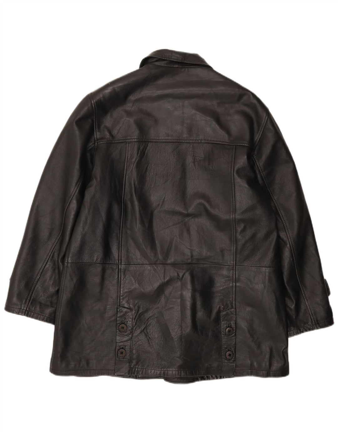 manteau en cuir femme vintage IT 46 Grand Noir