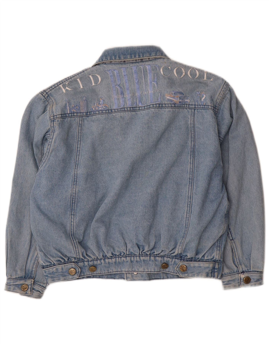 Veste en denim graphique vintage pour garçons 11-12 ans Grand coton bleu